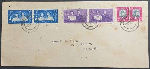 UNION - 1947 ROYAL VISIT - FULL SET OF PAIRS ON PRIVATE FDC (3d PAIR CONTAINS `BLACK EYED PRINCESS`)