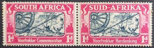UNION - 1938 COMMEMORATION OF VOORTREKKERS - 1d WAGON WHEEL - PAIR - UNUSED