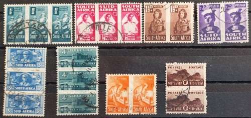 UNION - 1942-44 WAR EFFORT `BANTAMS` - FULL SET OF 8 (4 PAIRS & 4 TRIPLETS) - USED