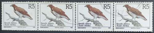 RSA - 1993 6th DEFIN ISSUE - R5 MARTIAL EAGLE - STRIP OF 4 - POSTALLY USED
