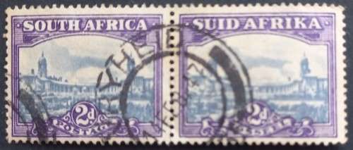 UNION 1947-54 DEFIN ISSUE `SCREENED` - 2d SLATE-BLUE & PURPLE - PAIR - USED