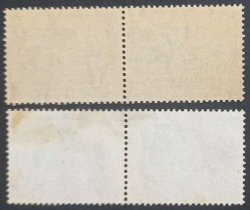 UNION - 1930-45 DEFIN ISSUE ROTO PRINT PRETORIA - 3d BLUE - 2 x PAIR - USED/UNUSED