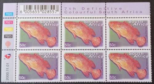 RSA - 2000 7th DEFIN ISSUE `COLOURFUL SA` - 50c (ORIGINAL PRINT) - CONTROL BLOCK OF 6 - MNH