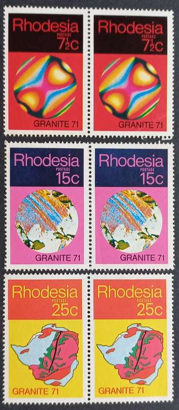 RHODESIA - 1971 `GRANITE 71` - PART SET OF PAIRS - MNH
