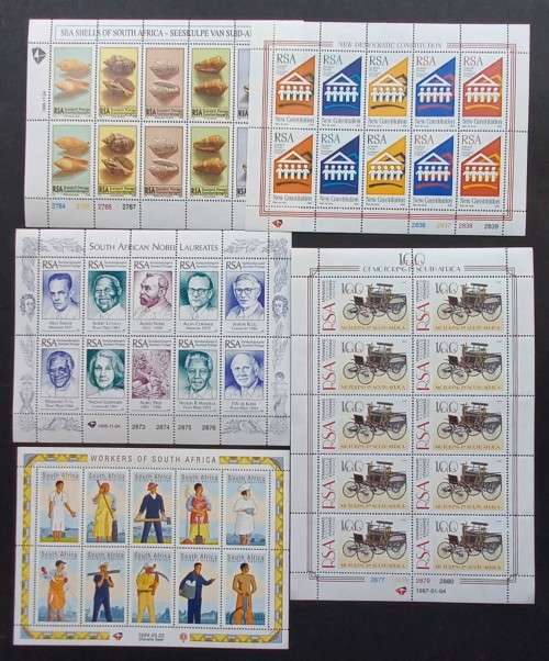 RSA - SELECTION OF FIVE SHEETLETS OF 10 - MNH