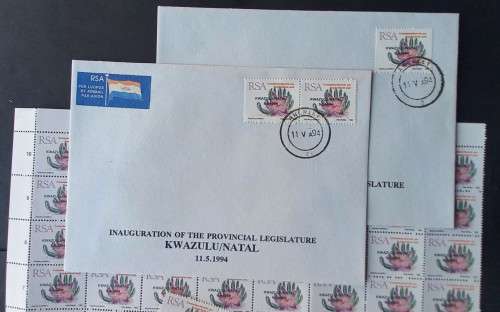 INTERESTING LOT - RSA 1993 ADDT VALUE OPTD `KWAZULUNATAL 5.5.1994` - `STD` COMM COVER AND BLOCKS
