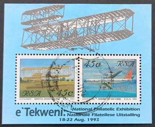 **R1 START** RSA - 1993 AVIATION - MINIATURE SHEET - POSTALLY USED