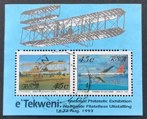 **R1 START** RSA - 1993 AVIATION - MINIATURE SHEET - POSTALLY USED