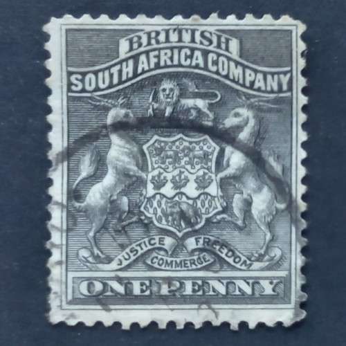 BSAC - 1892 Defin Issue - 1d Grey-black shade - Single - Used