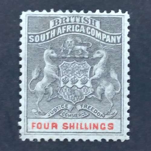 BSAC - 1892-94 Defin Issue - 4/- Greyish-black & Vermilion - Single - Unused