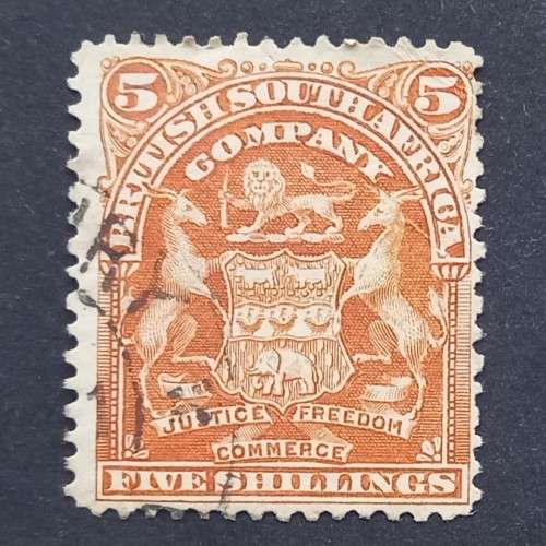 BSAC - 1898-1908 Defin Issue - 5/- Brown Orange - Single - Fine used