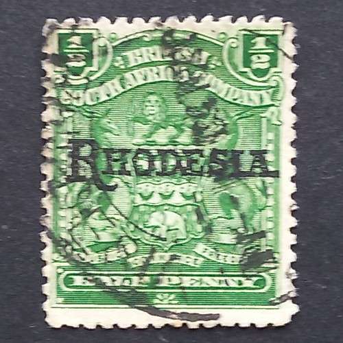 BSAC - 1909 Defin Issue optd `Rhodesia.` - 1/2d Green - Single - Fine Used