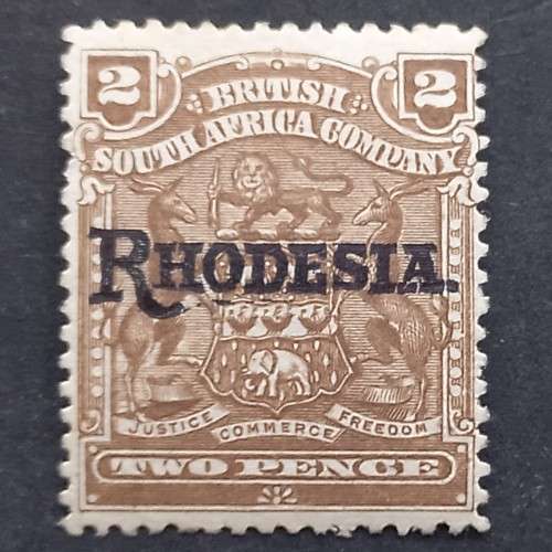BSAC - 1909 Defin Issue optd `Rhodesia.` - 2d Brown - Single - MNH