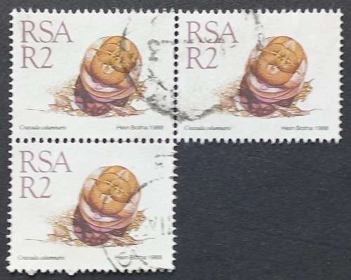 **R1 START** RSA - 1988 5th DEFIN ISSUE `SUCCULENTS` - R2 BLOCK OF 3 - POSTALLY USED