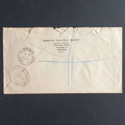 BARBADOS - 1946 POSTAL HISTORY - PRIVATE REGISTERED LETTER TO UK (REDIRECTED)