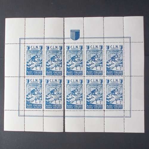 Italy Zona Aosta 1945 Full Set of Sheets plus Mini Sheets Unused