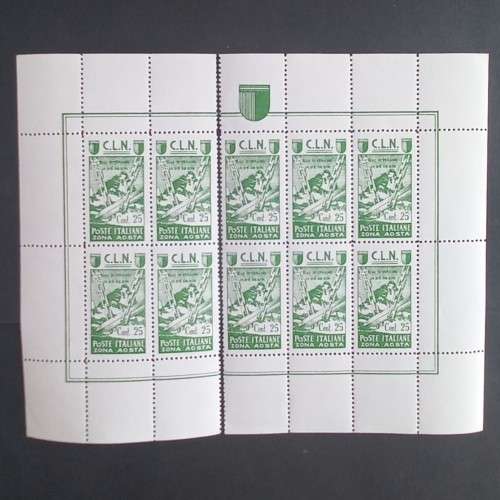 Italy Zona Aosta 1945 Full Set of Sheets plus Mini Sheets Unused