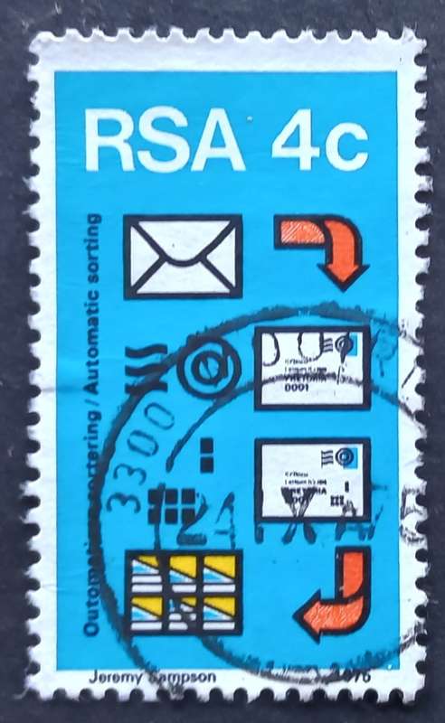 RSA - 1975  POSTAL MECHANISATION SORTING -  SINGLE - POSTALLY USED