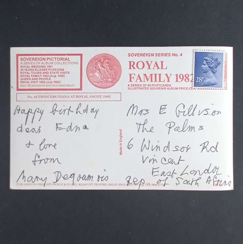 Souvenir Postcard of Princess Diana at Royal Ascot Racecourse, 1982 - Posted