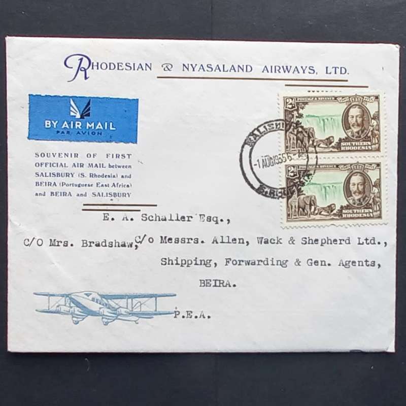 Rhodesia & Nyasaland Airways First Official Air Mail Comm Cover - 1935