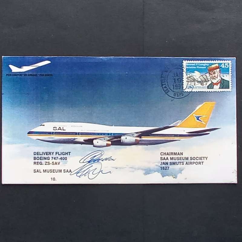 USA - 1991 Boeing 747-400 Delivery Flight Cover - Signed and Limited Edition