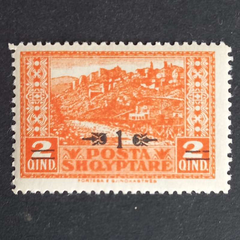 Albania - 1924 surcharged - 1 and bars on 2q Orange - Single - Unused