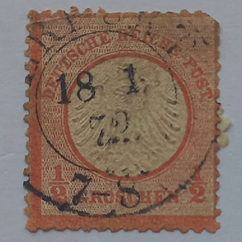 Germany - 1872 Arms embossed (type A) - 1/2g Red - Single - Used