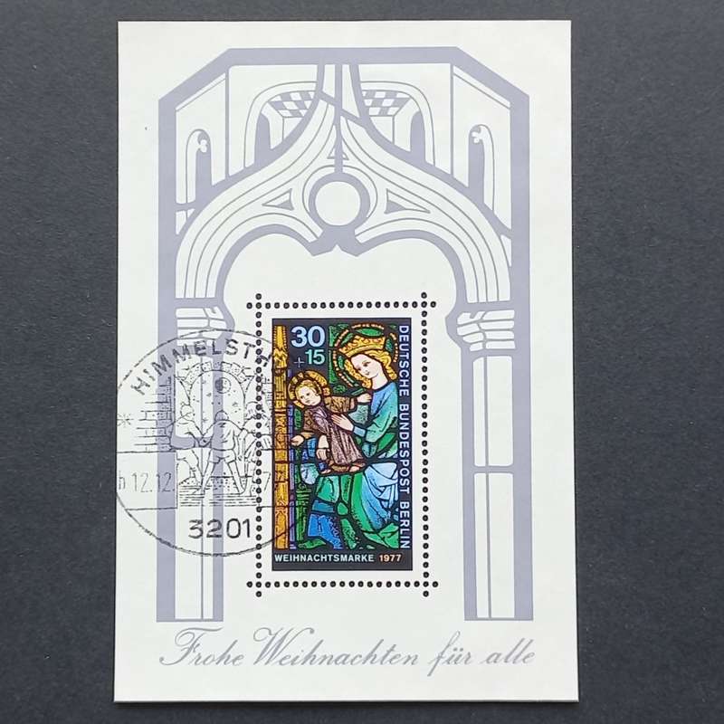 Germany `West Berlin` -  1977 Christmas - Miniature Sheet -Used