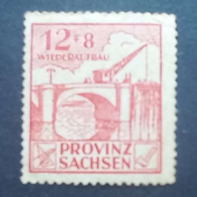 Germany (Soviet Zone - Province Saxony) - 1946 Recon - 12+8 single - Unused