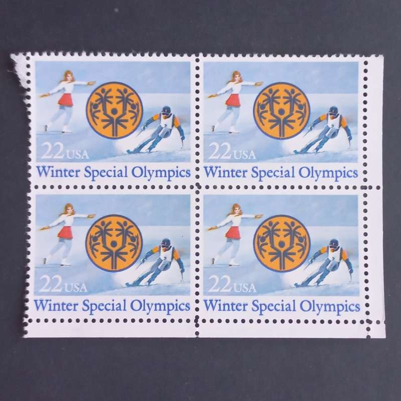 USA - 1985 Winter Special Olympics - Corner Block of 4 - MNH