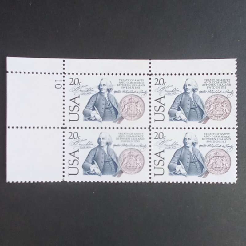 USA - 1982 Bicentenary of Treaty of Amity USA/Sweden - Corner Block of 4 - MNH