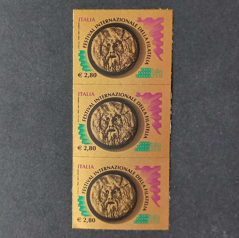 Italy - 2008 Italia 2009 Int. Stamp Exhib. -  Euro2,80 - Strip of 3 - Unused