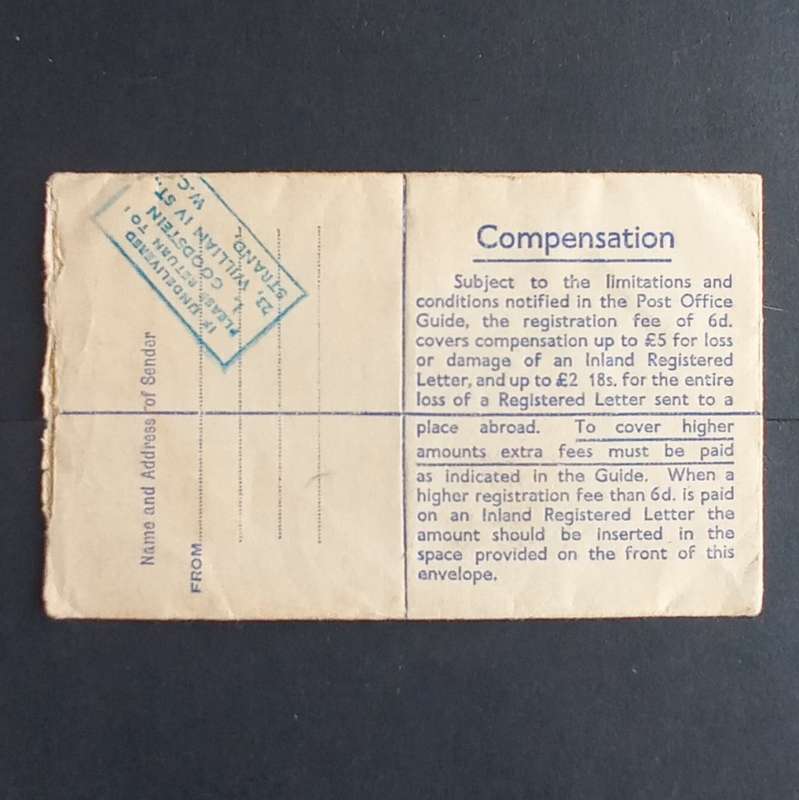 GB QEII - 1956 Registered Cover 8,5d with extra stamps Charing Cross to Lilongwe