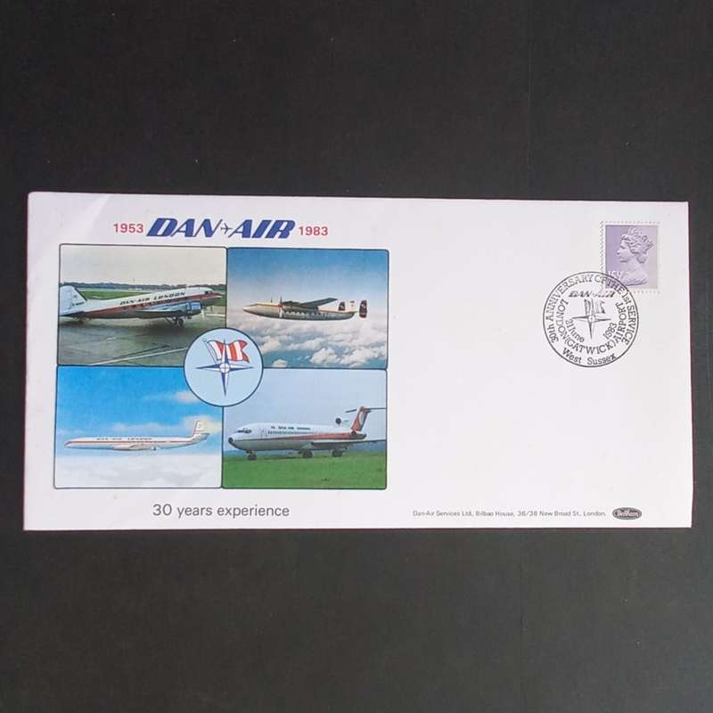 GB QEII - 1983 30th Anniv of 1st Dan Air Service London Gatwick - Comm Cover