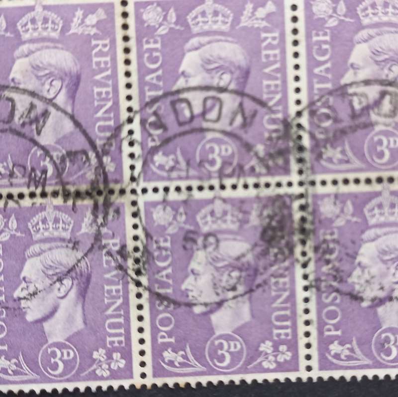 GB KGVI - 1941-42 Defin Issue - 3d Pale Violet - Block of 8 - Used