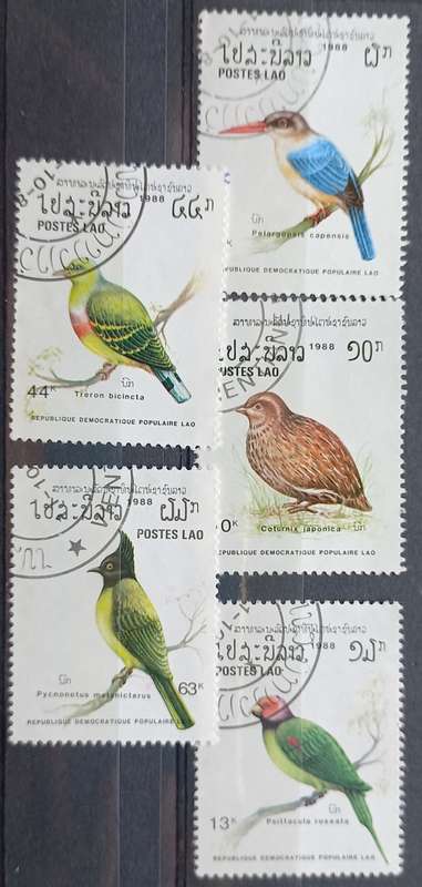 THEMATICS - LAOS - 1988 BIRDS - PART SET OF SINGLES - CTO