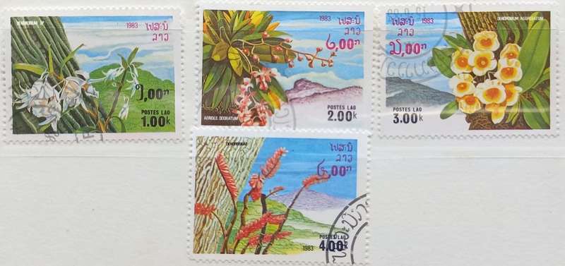 THEMATICS - LAOS - 1983 FLOWERS - PART SET OF SINGLES - CTO