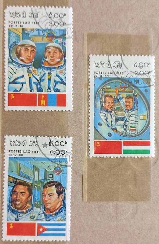 THEMATICS - LAOS - 1983 COSMONAUTS - PART SET OF SINGLES - CTO