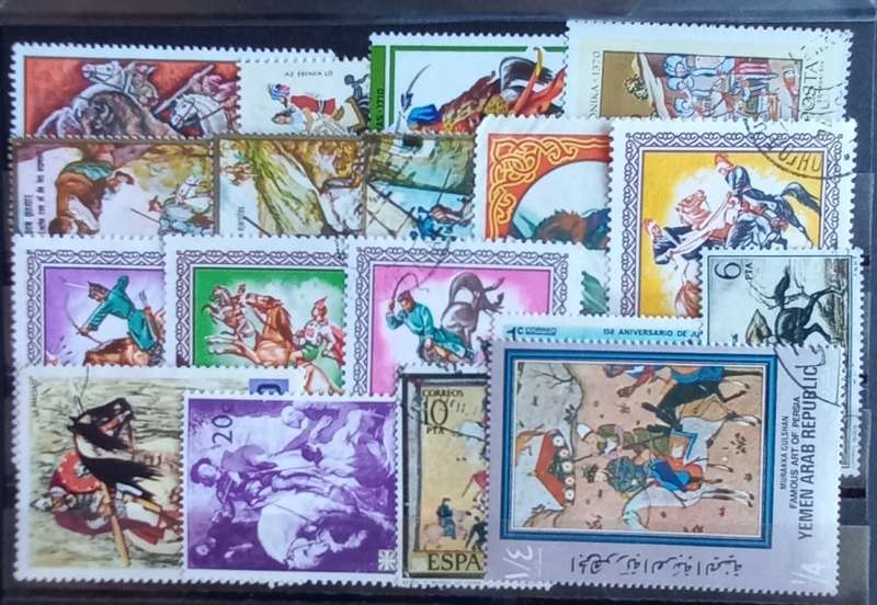 THEMATICS - RIDING HORSEBACK - SELECTION OF 18 SINGLES - BID PER STAMP