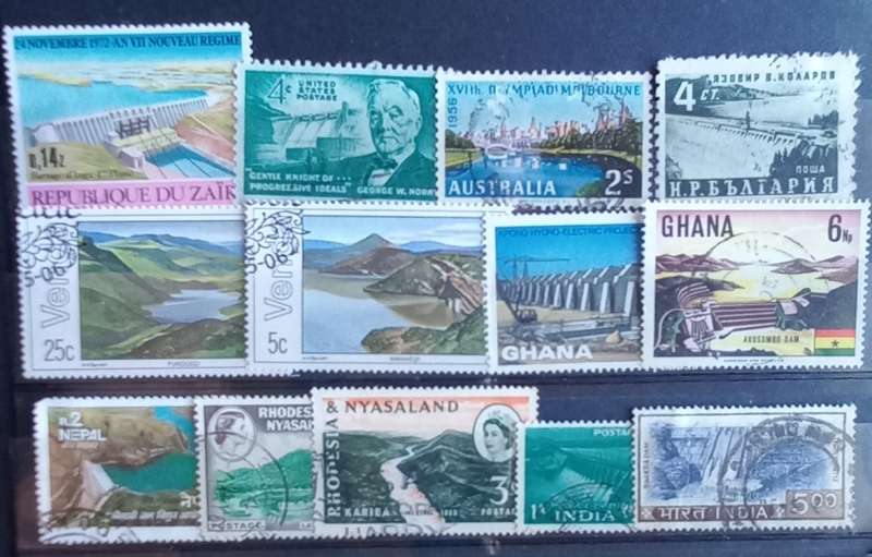 THEMATICS - DAMS - SELECTION OF 13 SINGLES - BID PER STAMP