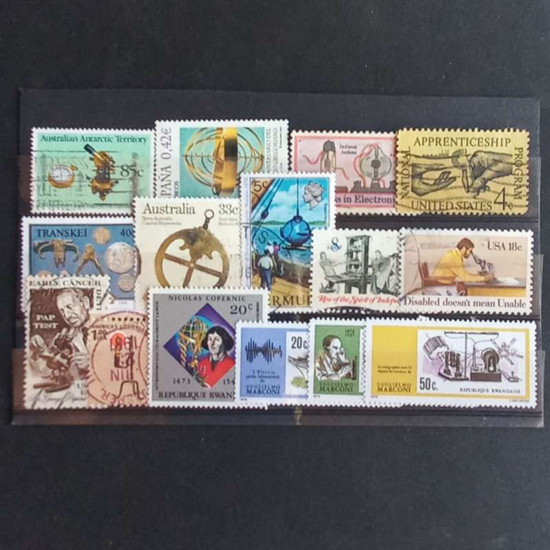 THEMATICS - SCIENTIFIC INSTRUMENTS - SELECTION OF 15 STAMPS - BID PER STAMP