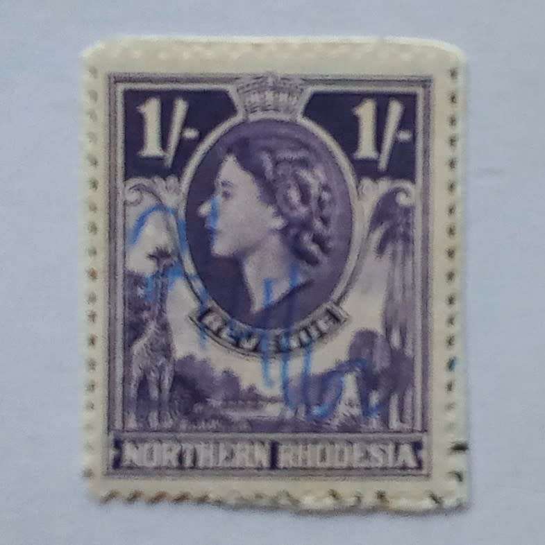 Northern Rhodesia - 1955 Revenue - 1/- Purple - Single on Paper