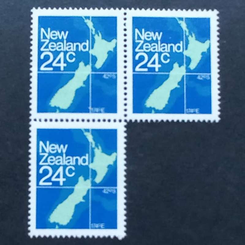 **R1 START** NEW ZEALAND - 1982 MAP OF NEW ZEALAND - BLOCK OF 3 - MNH