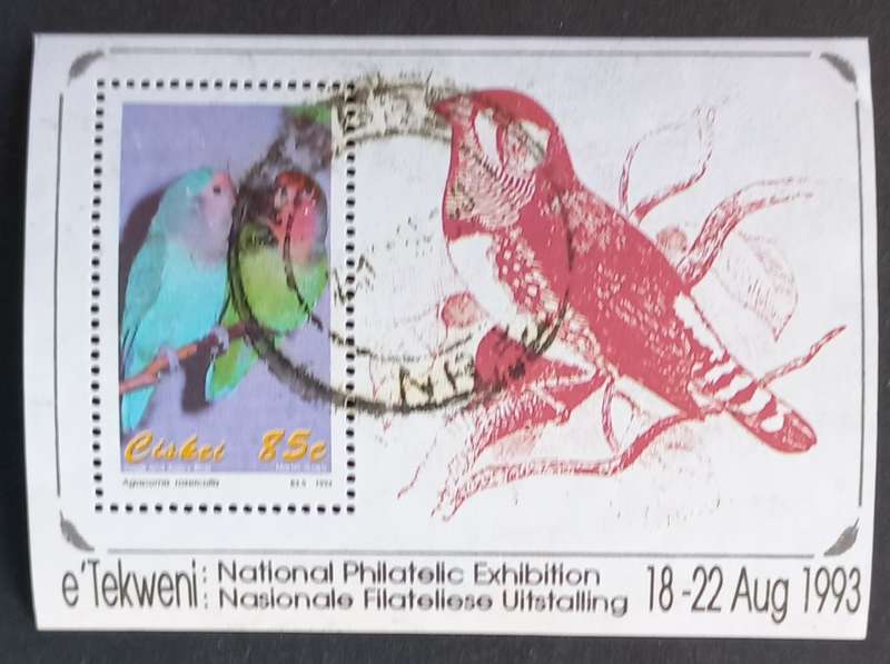 **R1 START** CISKEI - 1993 CAGE and AVIARY BIRDS - MINIATURE SHEET - POSTALLY USED
