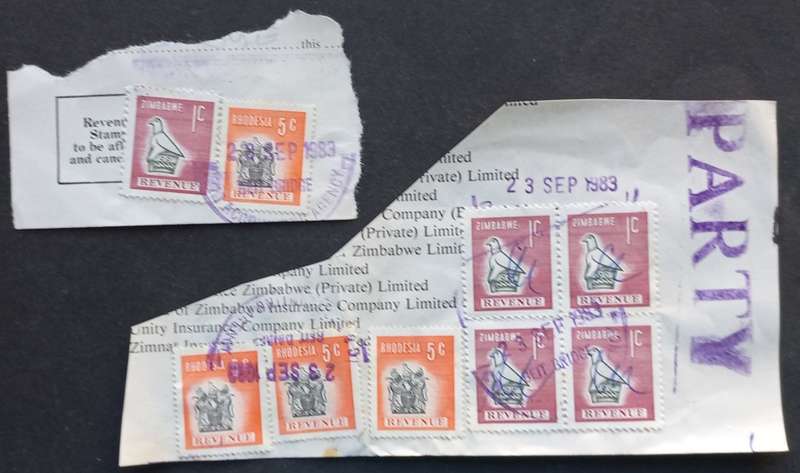 **R1 START** RHODESIA and ZIMBABWE - REVENUES ON PIECE