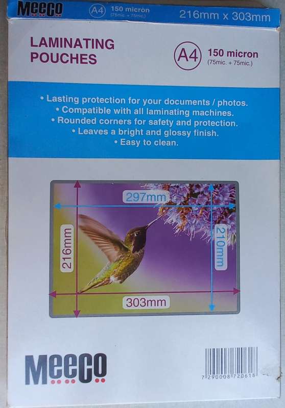 LAMINATING POUCHES - A4 - 150 MICRON (75+75)
