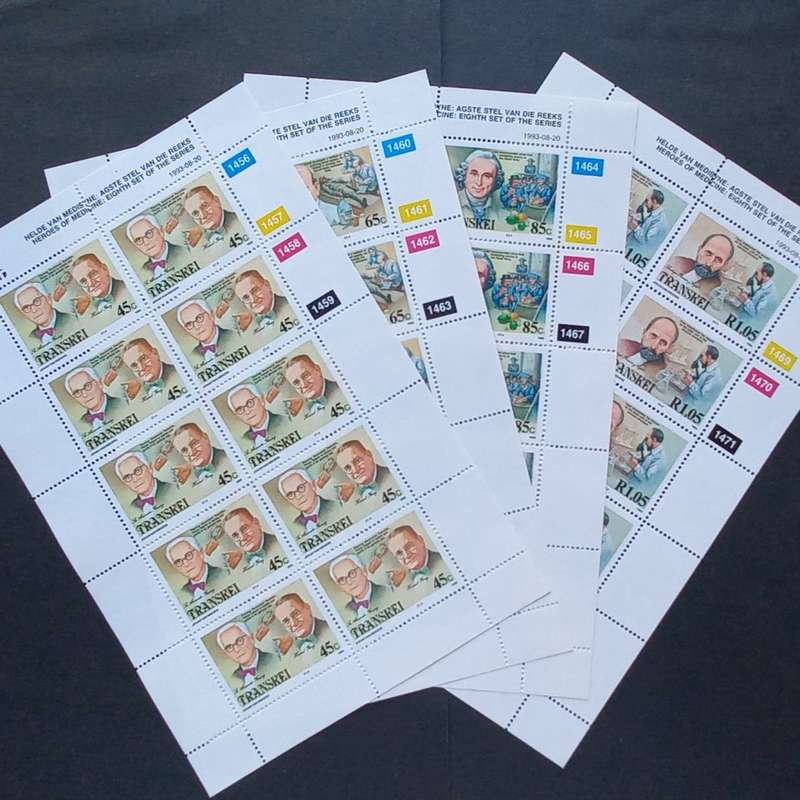 Transkei - 1993 Heroes of Medicine (8th Issue) - Full Set of Sheetlets of 10 - MNH