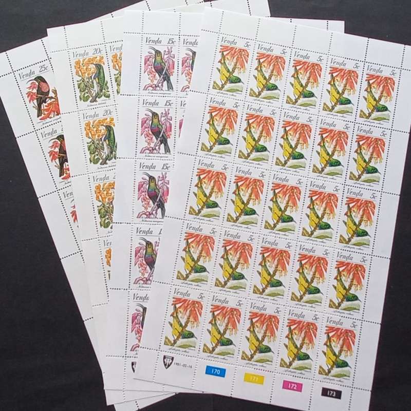 Venda - 1981 Sunbirds - Full Set of Full Sheets of 25 - MNH