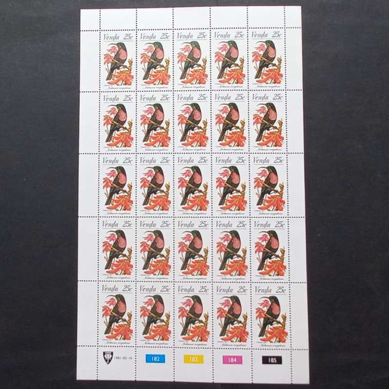 Venda - 1981 Sunbirds - Full Set of Full Sheets of 25 - MNH