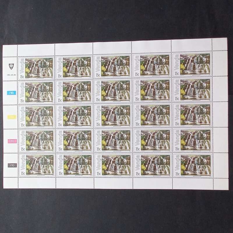 Venda - 1981 Lakes & Waterfalls - Full Set of Full Sheets of 25 - Unused